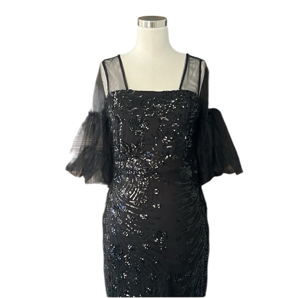 Elegant Black Sequin Wedding Dress - Picture 4 of 14